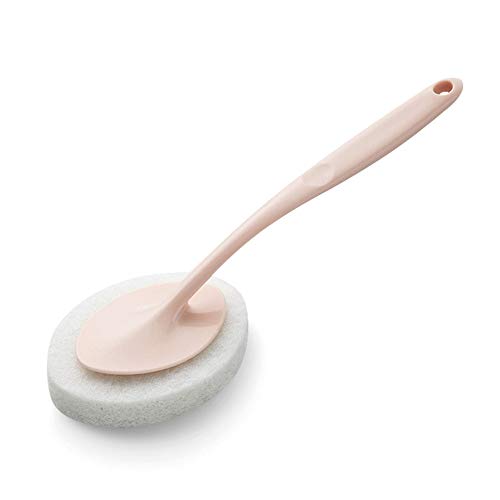 XuBa Cleaning Sponge Brush with Long Handle for Bathroom Wall Pink