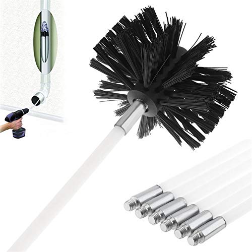 no logo 7pcsPack of Flexible Chimney Brush Drying Tube Inner Wall Cleaning Brush with Six Poles and Brush Head