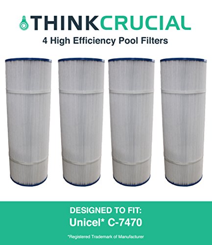 4 High Quality Pool Filters Replaces Unicel C-7470 and Pleatco PCC80 Premium Filtration 20 x 7 in by Think Crucial
