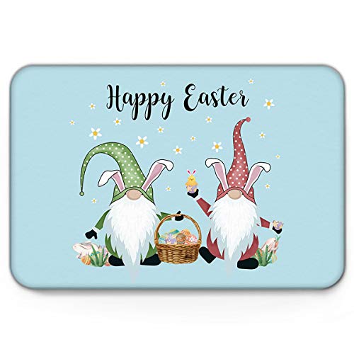 Doormats for IndoorFloorPets Easter on The Farm Lovely Gnome and Benny Funny Inside Non Slip Backing Welcome Mats Mut Dirt Shoes Scraper Mat Rugs Carpet 16 x 24