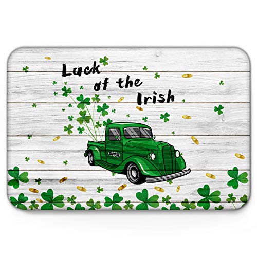 Doormats for IndoorFloorPets Luck of The Irish Pickup Loaded with Clover Gold Coins Retro Board Funny Inside Non Slip Backing Welcome Mats Mut Dirt Shoes Scraper Mat Rugs Carpet 16 x 24