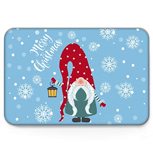Greday Doormats for IndoorFloorPets Merry Christmas Dwarf in Long Hat in The Snow Funny Inside Non Slip Backing Welcome Mats Mut Dirt Shoes Scraper Mat Rugs Carpet 16 x 24