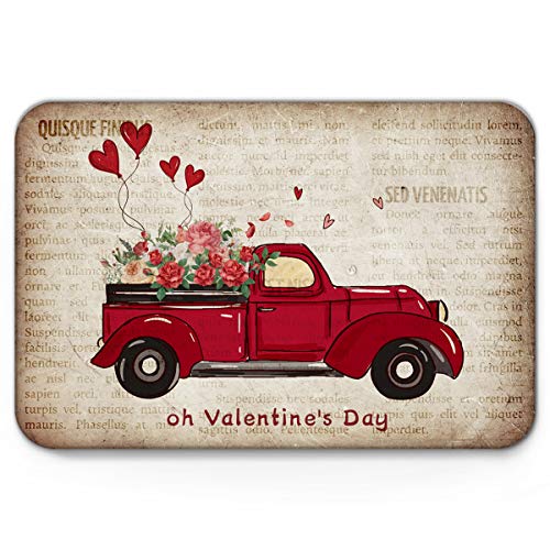 wanxinfu Doormats for IndoorFloorKitchenBathPets A Truck Load of Love Flowers Retro Old Newspaper Background Funny Inside Non Slip Backing Welcome Mats Mut Dirt Shoes Scraper Mat 20 x 315