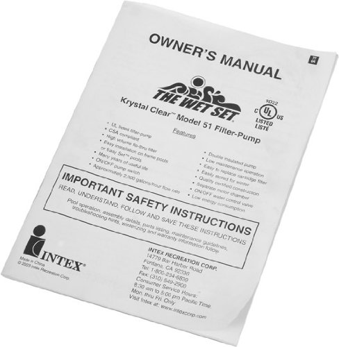 Intex 1500 GPH Pool Filter Pump Instruction Manual