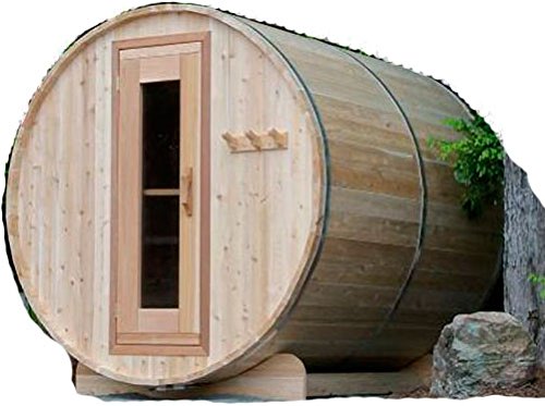 WellnessBARREL 4-Person 7ft Outdoor Cedar Barrel Sauna 6kW Electric