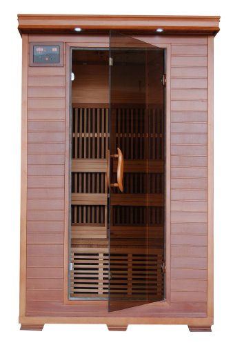 2 Person Sauna Fir Far Infrared 6 Carbon Heaters Red Cedar Wood Cd Player Mp3 Aux Color Light Therapy - Heatwave