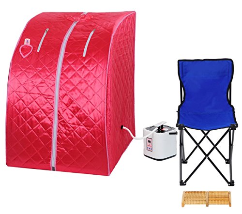 Red Portable Personal Therapeutic Steam Sauna Spa Slimming Detox-weight Loss Indoor Free Folding Chair Foot Massager