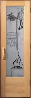 Sauna Door Etched Glass with Negative Image EGN