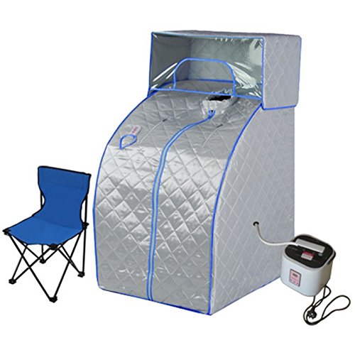 Portable Steam Sauna Tent With Head Cover Full Body Spa Weight Loss Indoor silver