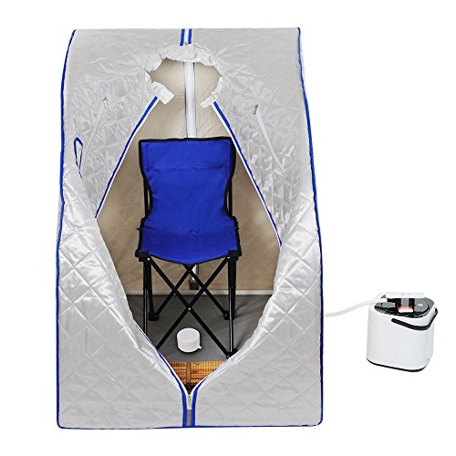 Portable Steam Sauna Tent with Chair for Detox or Weight Loss - Silver