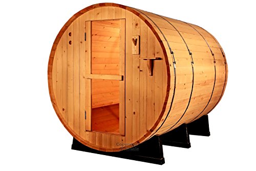 8 Ft Canadian Outdoor Red Cedar Barrel Sauna Wet  Dry Spa 4 Person Size