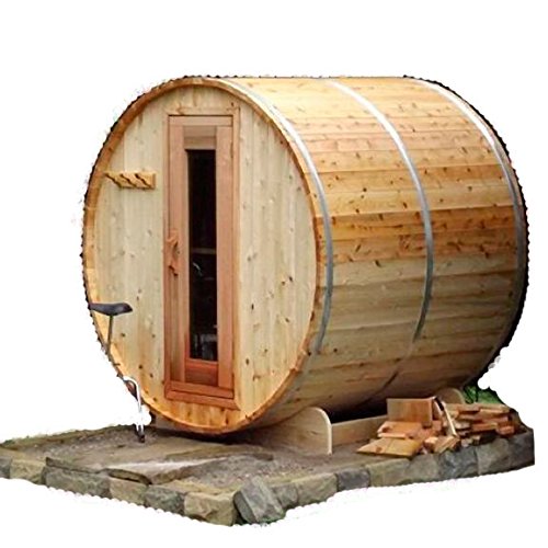 Wellnessbarrel 4-person Outdoor Cedar Barrel Sauna 6kw Electric