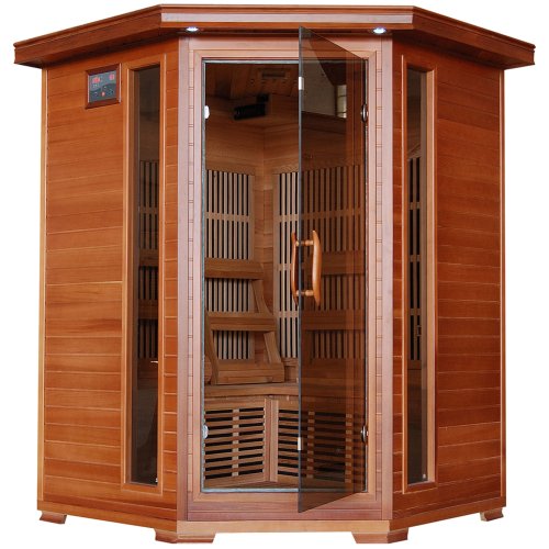 3-person Cedar Corner Infrared Sauna W 7 Carbon Heaters