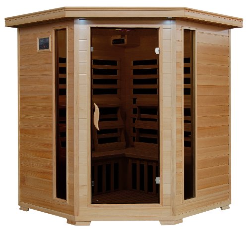 4-person Hemlock Corner Infrared Sauna W 10 Carbon Heaters