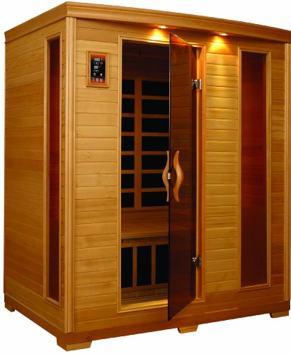 BetterLife BL6444 3 Person Carbon Infrared Sauna with ChromoTherapy Lighting 64 by 46 by 77-Inch Natural Hemlock Wood Finish