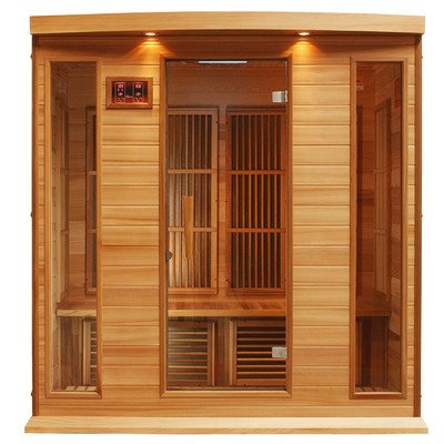 Maxxus 4 Person Corner Low Emf Far Infrared Carbon Heater Sauna cedar Edition Red