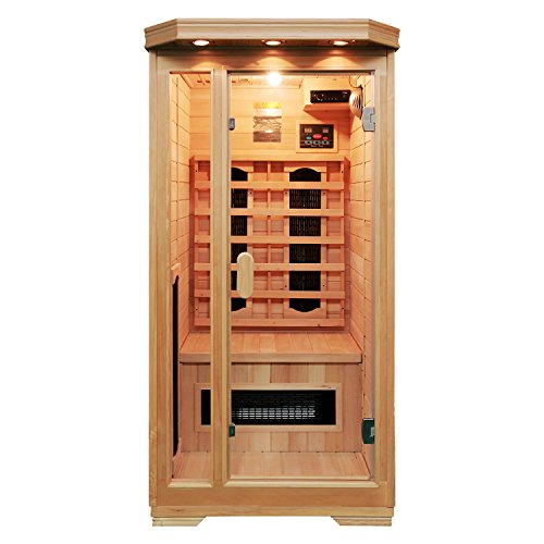 Soozier Wooden Indoor 2 Person Square Heat Room Infrared Sauna W Ceramic Heater