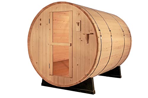 SymbolicSpas Outdoor Canadian Redwood Cedar 4 Person 6 Barrel WetDry Sauna SPA 6KW or 9KW Heater