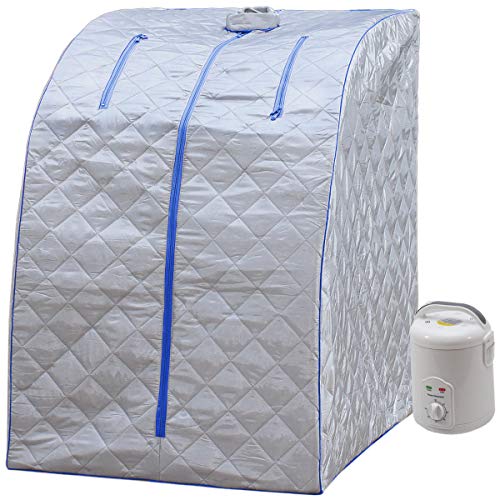 Durasage Lightweight Portable Personal Steam Sauna Spa for Weight Loss Detox Relaxation at Home 60 Minute Timer BlueGray