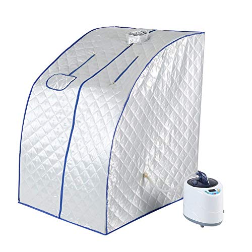 GOTOTOP Portable Personal Therapeutic Spa Home Steam Sauna Weight Loss Slimming Detox 2L One Person Sauna Home Tent Pot Machine with Heating Foot PadFoldable Chair and Remote Control