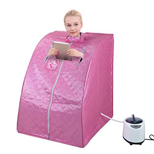 JAXPETY Portable 2L Steam Sauna Spa Full Body Slimming Loss Weight Detox Therapy wChair Pink