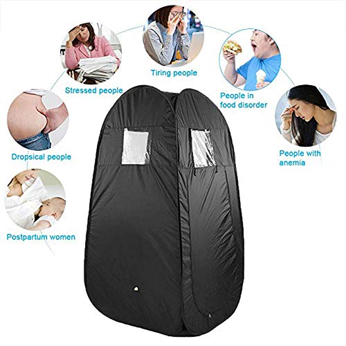 Portable Home Sauna Tent Pop Up Privacy Dressing Changing Room for Camping Biking Toilet Shower Beach Outdoor Without Steamer- Black