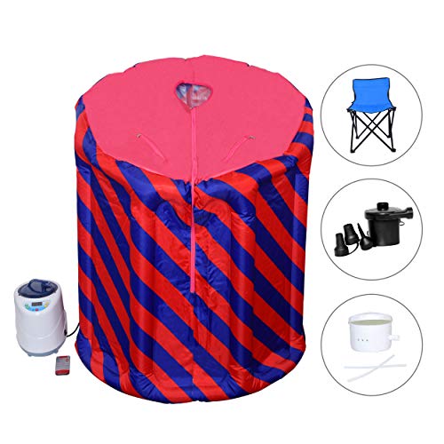 Portable Sauna Inflatable Saunas for Home - Personal Steam Room Tent Spa with Chair - Personal Spa Sauna Suit Weight Loss for Women and Men- Body Barrel Sauna Kit Steam Machine Heater Folding Chair