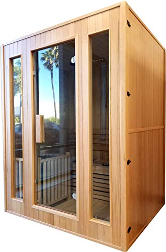 SDI Factory Direct 3 Person Canadian Hemlock Traditional Swedish WetDry Steam Sauna SPA Indoor wAccessories - SYM03SS