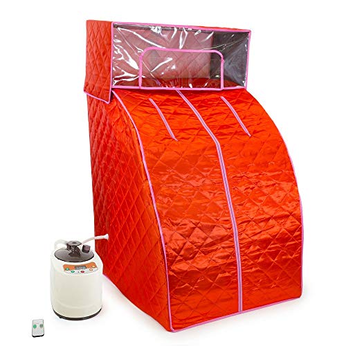 West Ivory Red Portable Therapeutic Personal Steam Sauna Spa Room 2L Water Capacity with Headcover and Herb Box