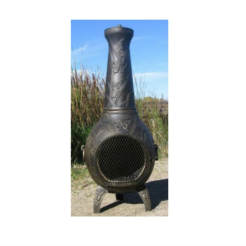 Blue Rooster Sun Ray Style Wood Burning Outdoor Metal Chiminea Fireplace Gold Accent Color