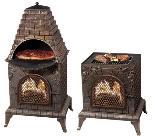 Deeco DM-0039-IA-C Aztec Allure Cast Iron Pizza Oven Chiminea