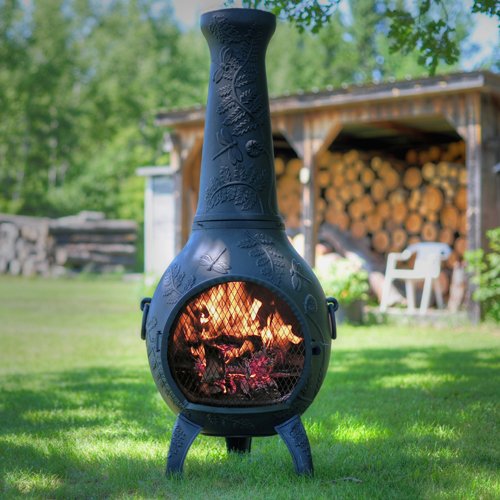 The Blue Rooster Dragonfly Chiminea In Charcoal