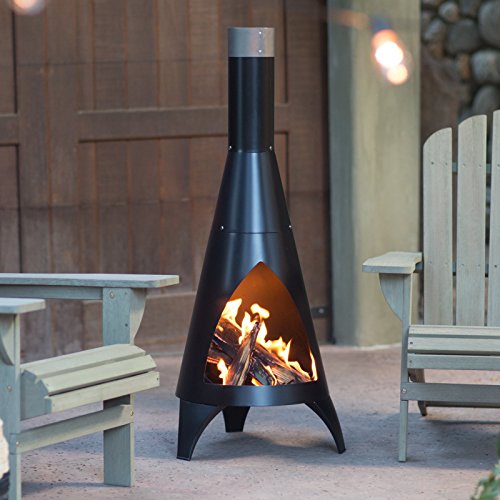 Red Ember Modern Looking Alto Steel Chiminea, Constructed From Robust Steel, Great For Small Space Areas, Cover