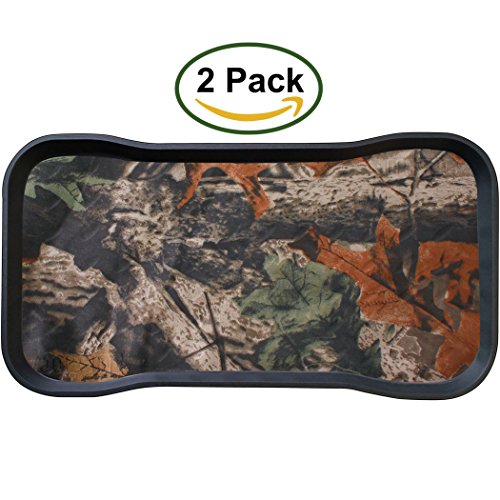 JobSite Camo Designer Heavy Duty Boot Tray Multi-Purpose for Shoes Pets Garden - Mudroom Entryway Garage Indoor or Outdoor - Floor Protection Use As Humidity Tray Pet Feeding Tray or Cat Litter Tray - 15 x 28 Inch - 2 Pack