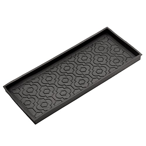 MT BAKER MERCANTILE Heavy Duty 100 Natural Rubber Quatrefoil Pattern Boot Tray 34-inches by 14-inches by 2-inches Black