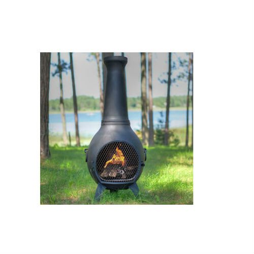Blue Rooster Prairie Style Wood Burning Outdoor Metal Chiminea Fireplace Charcoal Color