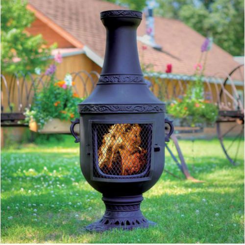 Blue Rooster Venetian Style Wood Burning Outdoor Metal Chiminea Fireplace Charcoal Color
