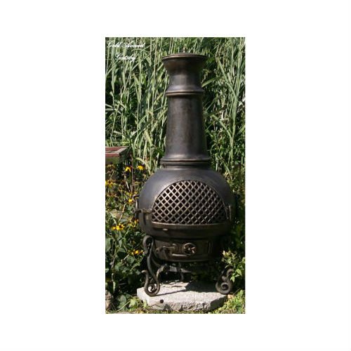 Blue Rooster Gatsby Style Wood Burning Outdoor Metal Chiminea Fireplace Gold Accent Color