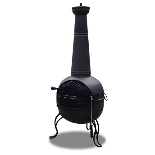 Art Deco Chiminea Black Metal Outdoor Firepit