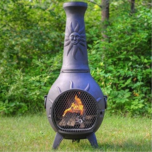 Natural Gas Chiminea - Blue Rooster Alch029gk-ga-ng - Sun Stack Gas Chiminea Outdoor Fireplace - Gold Accent