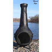 Outdoor Chimenea Fireplace - Grape in Charcoal Finish Gas Fueled