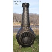 Outdoor Chimenea Fireplace - Grape in Gold Accent Finish Gas Fueled