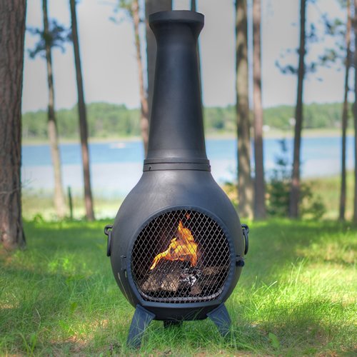 Outdoor Chimenea Fireplace - Prairie in Charcoal Finish Without Gas