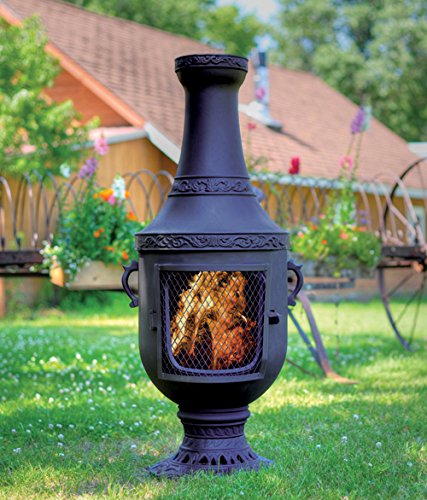 Outdoor Chimenea Fireplace - Venetian in Charcoal Finish Gas Fueled