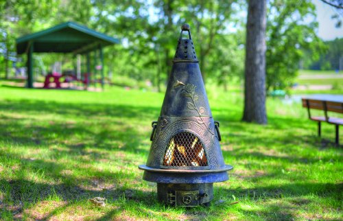 The Blue Rooster Garden Chiminea In Gold Accent