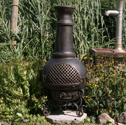 The Blue Rooster Gatsby Chiminea In Antique Green