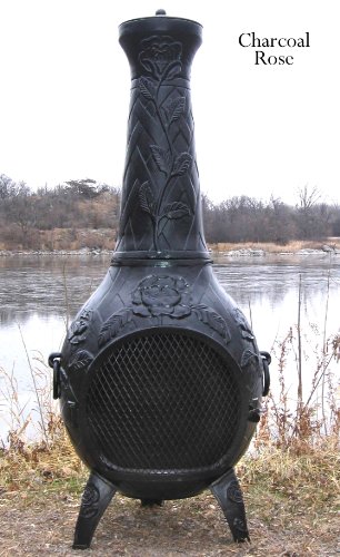 The Blue Rooster Rose Chiminea In Charcoal