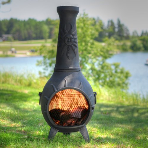 The Blue Rooster Sun Chiminea In Charcoal