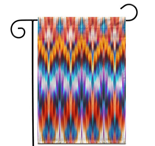 Awowee 12x18 Garden Flag Orange Ikat Red Blue Abstract Ethnic Intricate Tribal Aztec Outdoor Home Decor Double Sided Yard Flags Banner for Patio Lawn