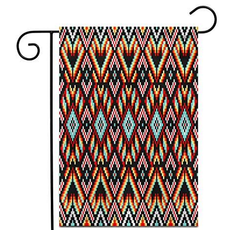 Awowee 12x18 Garden Flag Pattern Contemporary Ethnic Cross Squares Diamonds Chevrons Tribal Aztec Outdoor Home Decor Double Sided Yard Flags Banner for Patio Lawn
